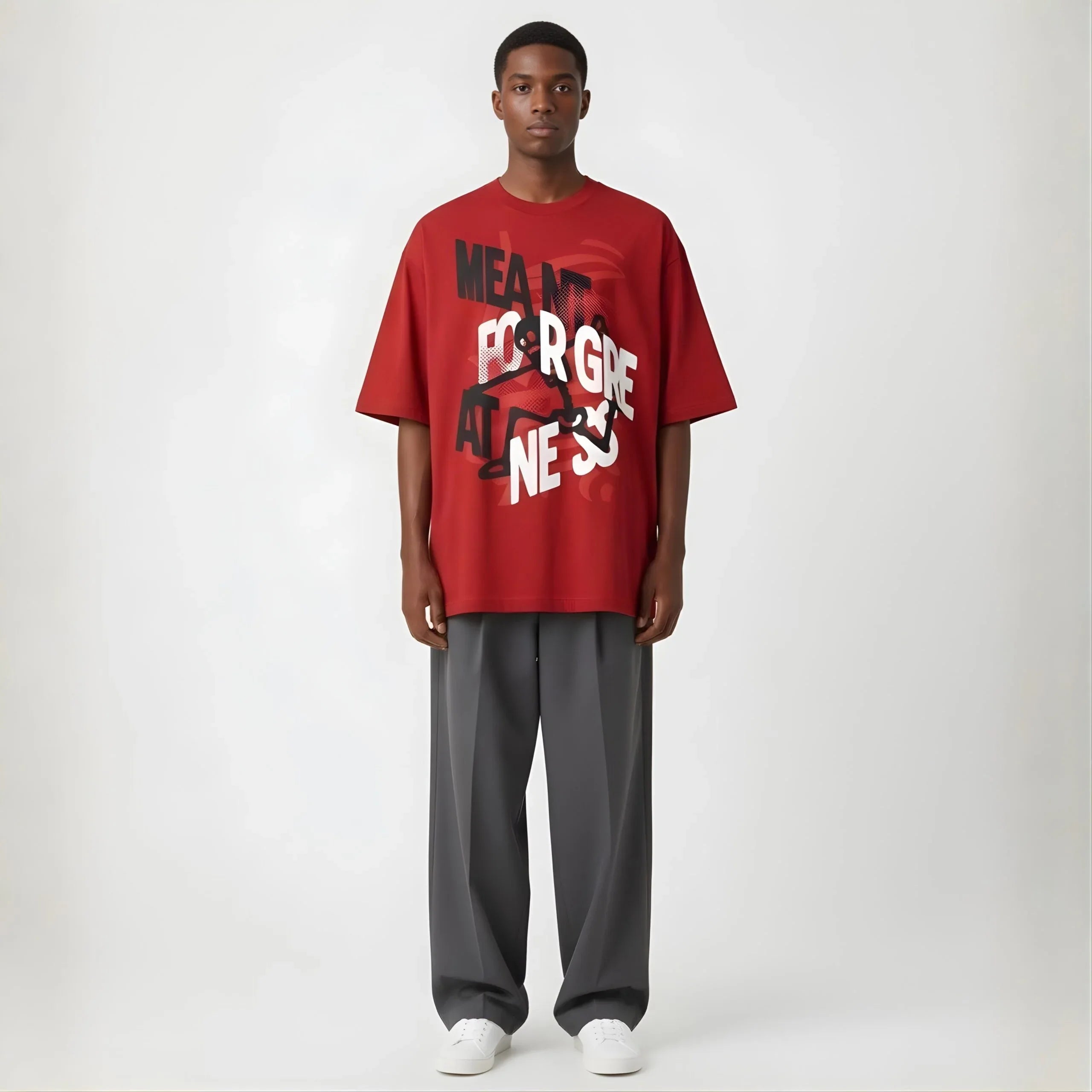 Red Statement Oversized Tee - Cornus Fashion